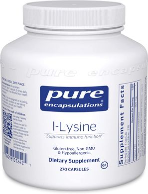 Pure Encapsulations, L-лізин, 500 мг, 270 капсул (PE-01242), фото