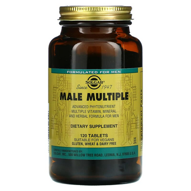 Solgar, Male Multiple, мультивитамины для мужчин, 120 таблеток (SOL-01206), фото