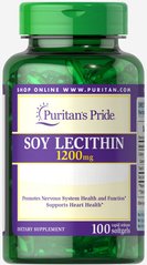 Лецитин із сої, Soy Lecithin, Puritan's Pride, 1200 мг, 100 гелевих капсул (PTP-10300), фото