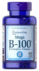 Витамины группы В, комплекс, Vitamin B-100, Puritan's Pride,100 капсул (PTP-10772), фото