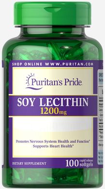 Лецитин из сои, Soy Lecithin, Puritan's Pride, 1200 мг, 100 гелевых капсул (PTP-10300), фото