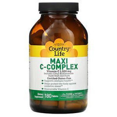 Country Life, MAXI С - Complex, 1000 мг, 180 таблеток (CLF-07012), фото