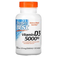 Doctor's Best, Вітамін D3, 125 мкг (5000 МО), 720 м'яких желатинових капсул (DRB-00363), фото