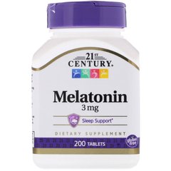 Мелатонин 3 мг, 21st Century Health Care, 200 таблеток (CEN-22721), фото