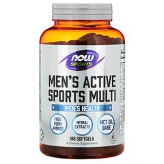 Now Foods, Sports, Men's Active Sports Multi, комплекс витаминов для мужчин, 180 капсул (NOW-03891), фото