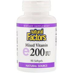 Вітамін Е, Vitamin E, Natural Factors, 200 МО, 90 капсул (NFS-01400), фото