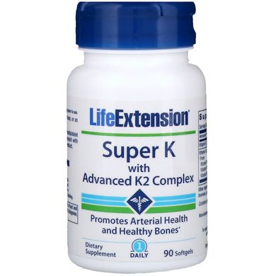 Вітамін К і К2 (Super K With Advanced K2), Life Extension, 90 капсул, (LEX-20349), фото