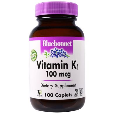 Вітамін К1 100 мкг, Bluebonnet Nutrition, 100 капсул (BLB-00650), фото