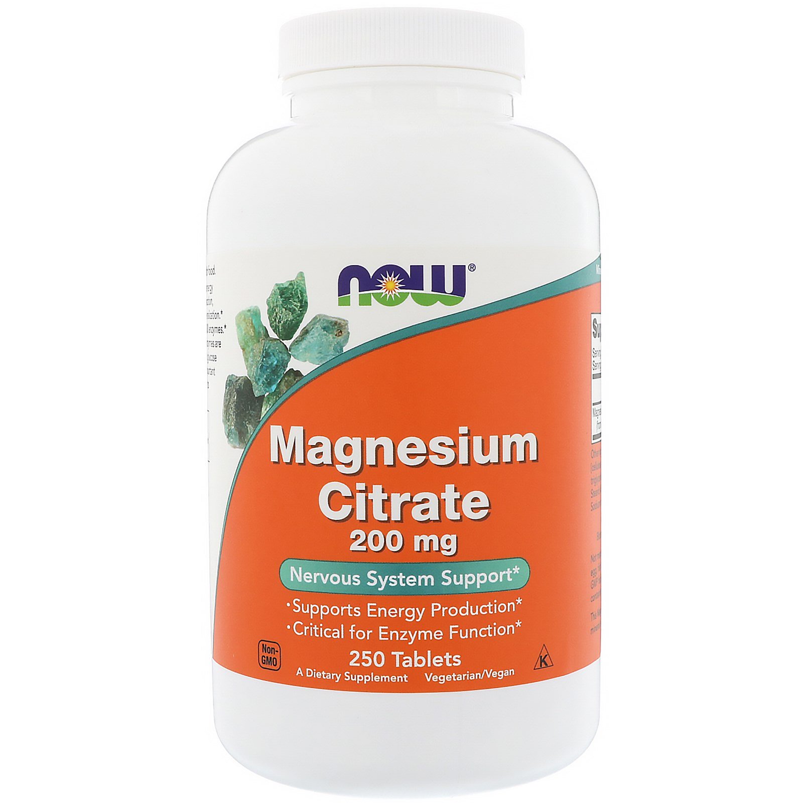 Цитрат магнію, Magnesium Citrate, Now Foods, 200 мг, 250 таблеток, (NOW-01292)