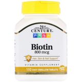21st Century CEN-22881 Біотин, 21st Century Health Care, 800 мкг, 110 таблеток (CEN-22881)
