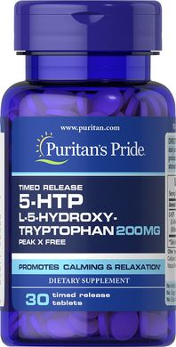 5-HTP (5-Гидрокситриптофан) Griffonia Simplicifolia, Puritan's Pride, 200 мг, 30 таблеток (PTP-52800), фото