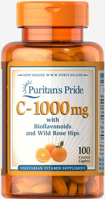 Витамин С с биофлавоноидами, Vitamin C, Puritan's Pride, шиповник, 1000 мг, 100 капсул (PTP-10690), фото