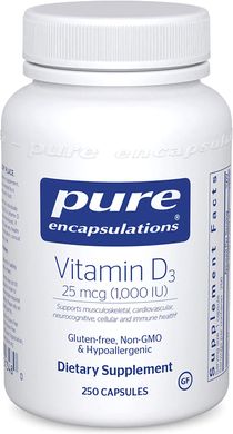Pure Encapsulations, Вітамін Д3, 1000 МО, 250 капсул (PE-01348), фото