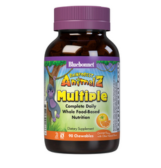 Bluebonnet Nutrition, Rainforest Animalz, мультивитамин на основе цельных продуктов, натуральный ароматизатор со вкусом апельсина, 90 жевательных таблеток в форме животных (BLB-00188), фото