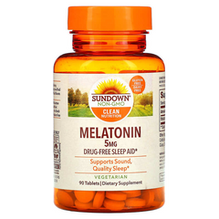 Sundown Naturals, Мелатонін, 5 мг, 90 таблеток (SDN-15745), фото