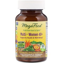 MegaFood, Multi for Women 40+, комплекс витаминов и микроэлементов для женщин старше 40 лет, 60 таблеток (MGF-10321), фото