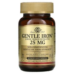 Solgar, Gentle Iron, 25 мг, 90 растительных капсул (SOL-01249), фото