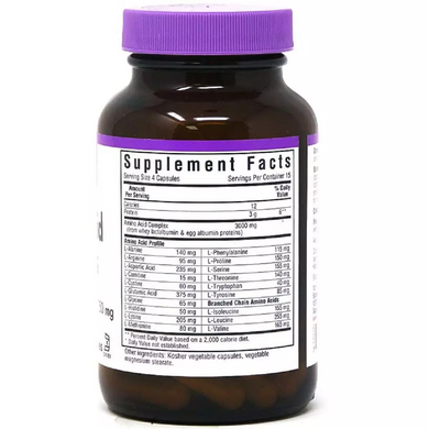 Комплекс Аминокислот 750 мг, Amino Acid, Bluebonnet Nutrition, 60 вегетаріанських капсул (BLB-00010), фото