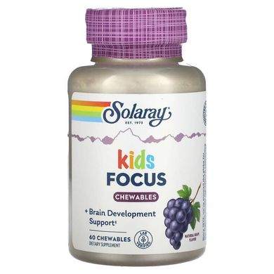 Solaray, Kids, Focus For Children, натуральный виноград, 60 жевательных таблеток (SOR-08378), фото