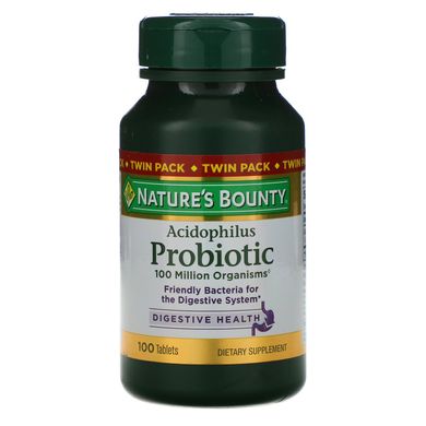 Nature's Bounty, Ацидофильные пробиотики, двойная упаковка, 100 таблеток в каждой (NRT-30709), фото