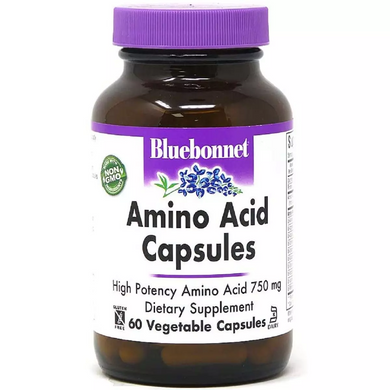 Комплекс Аминокислот 750 мг, Amino Acid, Bluebonnet Nutrition, 60 вегетарианских капсул (BLB-00010), фото
