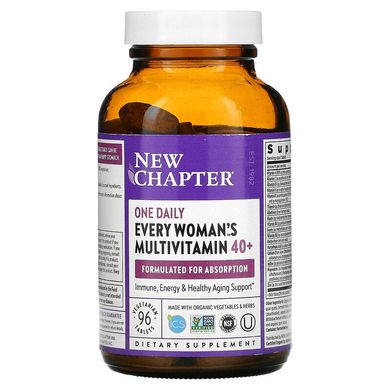 New Chapter, 40+ Every Woman's One Daily, витаминный комплекс на основе цельных продуктов для женщин старше 40 лет, 96 вегетарианских таблеток (NCR-00364), фото