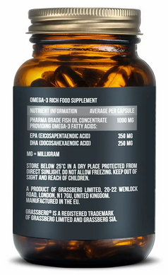 Омега-3, Omega-3 Premium, Grassberg, 1000 мг, 60 капсул (GSB-091498), фото