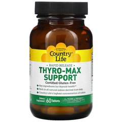Country Life, Thyro-Max Support, підтримка щитовидної залози, 60 таблеток (CLF-01595), фото
