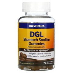 Enzymedica, DGL Stomach Soothe Gummies, немецкий шоколад, 74 веганских жевательных мармеладки (ENZ-20127), фото