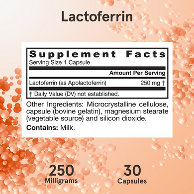 Jarrow Formulas, Лактоферін, сублімований, 250 мг, 30 капсул (JRW-21078), фото