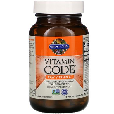 Garden of Life, Vitamin Code, витамин C RAW, 250 мг, 60 веганских капсул (GOL-11381), фото