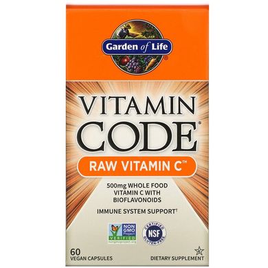 Garden of Life, Vitamin Code, вітамін C RAW, 250 мг, 60 веганських капсул (GOL-11381), фото