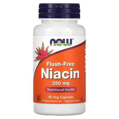 Now Foods, Ниацин, не вызывающий покраснений, 250 мг, 90 растительных капсул (NOW-00483), фото