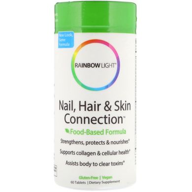 Вітаміни для нігтів, волосся та шкіри, Nail, Hair & Skin Connection, Rainbow Light, 60 таблеток, (RLT-10223), фото