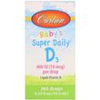 Carlson Labs, Super Daily, вітамін D3 для дітей, 10 мкг (400 МО), 10,3 мл (CAR-01250)