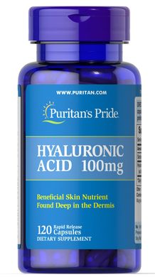 Гиалуроновая кислота Puritan's Pride, Hyaluronic Acid 100 мг 120 капсул (PTP-23409), фото