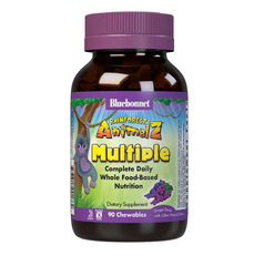 Bluebonnet Nutrition, Rainforest Animalz, мультивітамін на основі цілісних продуктів, натуральний ароматизатор зі смаком винограду, 90 жувальних таблеток у формі тварин (BLB-00186), фото