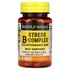 Mason Natural, B-комплекс от стресса с антиоксидантами и цинком, 60 таблеток (MAV-07455), фото