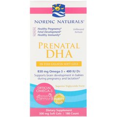 Рыбий жир для беременных, (Prenatal DHA), Nordic Naturals, рыбий желатин, 500 мг, 180 капсул (NOR-01749), фото