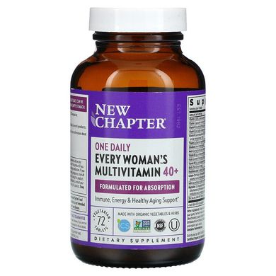 New Chapter, 40+ Every Woman's One Daily, витаминный комплекс на основе цельных продуктов для женщин старше 40 лет, 72 вегетарианские таблетки (NCR-00367), фото