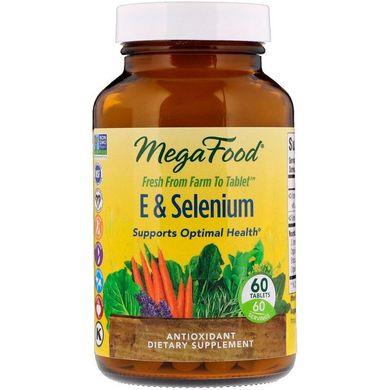 MegaFood, вітамін E та селен, 60 таблеток (MGF-10162), фото
