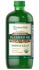 Лляна олія, Flaxseed Oil, Puritan's Pride, органічне, 473 мл (PTP-16420), фото