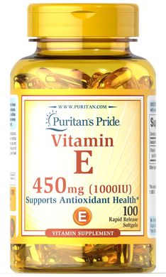 Вітамін Е, Vitamin E, Puritan's Pride, 1000 МО, 100 капсул (PTP-11781), фото