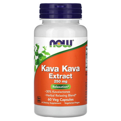 KAVA 30%, Now Foods, 250 мг, 60 вегетаріанських капсул (NOW-04716), фото