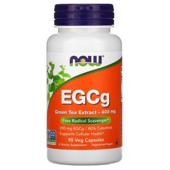 Now Foods, EGCg, экстракт зеленого чая, 400 мг, 90 растительных капсул (NOW-04704), фото