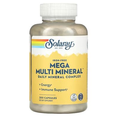 Мультиминеральный комплекс без железа, Mega Multi Mineral, Solaray, 200 капсул (SOR-04514), фото