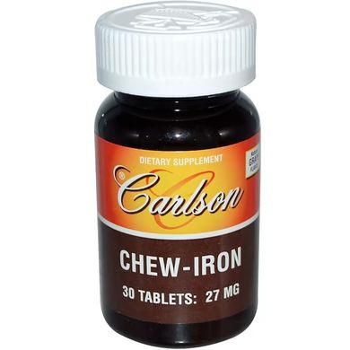 Carlson Labs, Жувальне залізо, натуральний виноградний смак, 27 мг, 30 таблеток (CAR-05580), фото