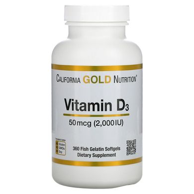 California Gold Nutrition, вітамін D3, 50 мкг (2000 МО), 90 рибно-желатинових капсул (CGN-01180), фото