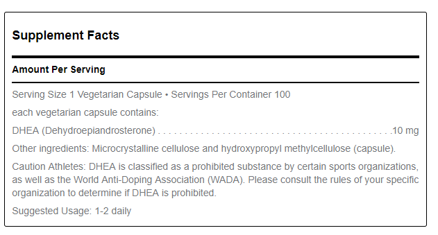 Дегідроепіандростерон, DHEA, Douglas Laboratories, подрібнений, 10 мг, 100 капсул (DOU-02005), фото