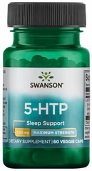 5-HTP (L-5-гидрокситриптофан, 5-HTP, Swanson, 200 мг, максимальная сила, 60 вегетарианских капсул (SWV-02963), фото